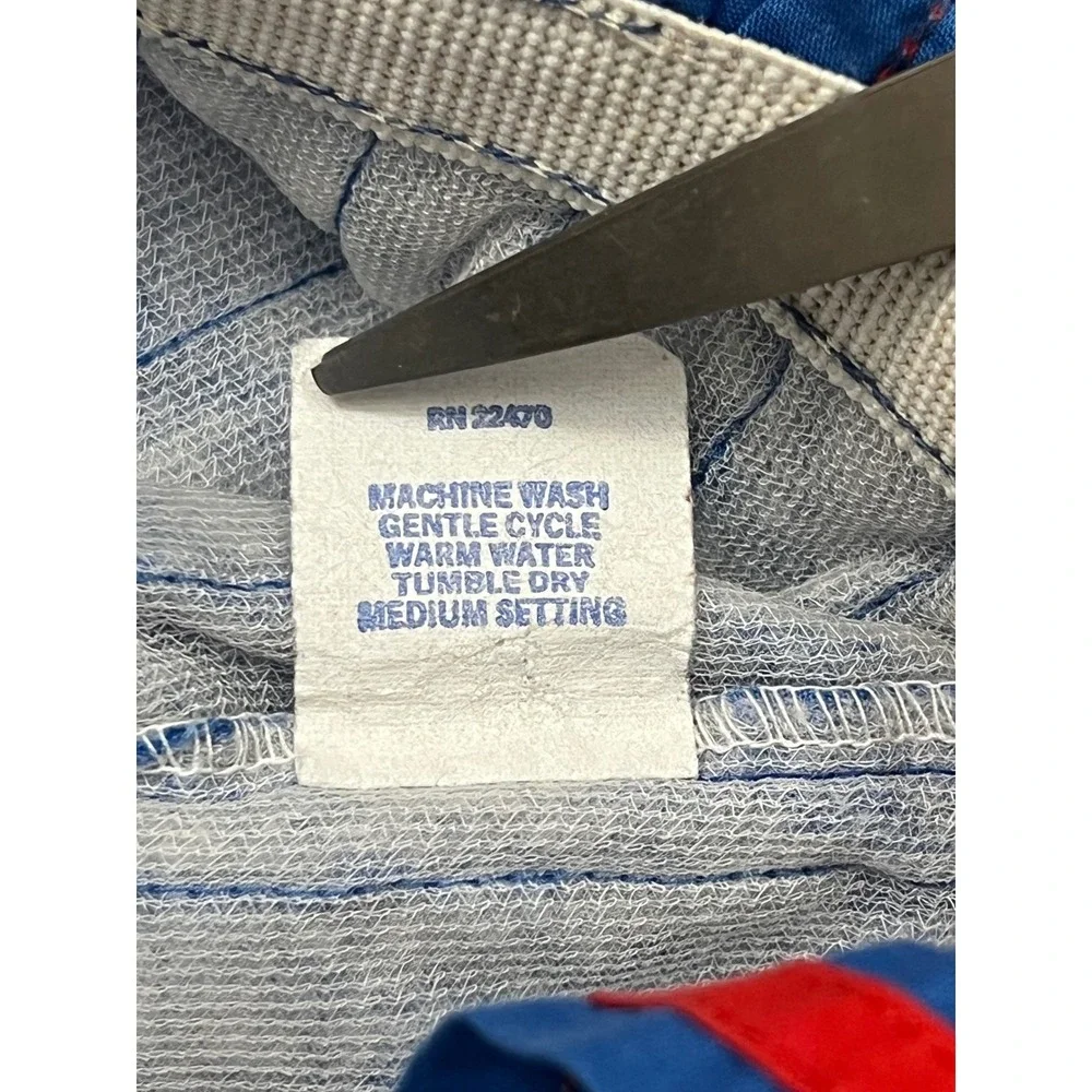 Vintage Cute Togs of New Orleans Quilted Train Overalls Blue 24M Made in USA